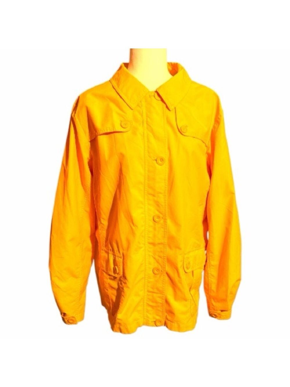 Lands' End Bright Yellow Rain Windbreaker Size XL